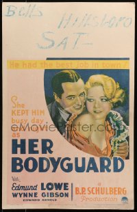6g0492 HER BODYGUARD WC 1933 art of sexy Wynne Gibson, who kept Edmund Lowe busy day & night, rare!