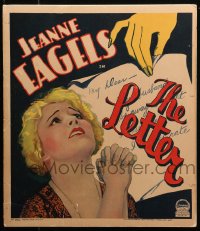 6g0510 LETTER WC 1929 art of scared Jeanne Eagels begging by hand holding letter, ultra rare!