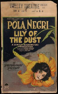 6g0512 LILY OF THE DUST WC 1924 odd art of Pola Negri in flower, written by Paul Bern, ultra rare!