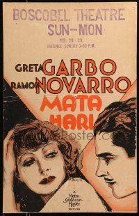 6g0522 MATA HARI WC 1931 different art of Greta Garbo as the legendary spy w/Ramon Novarro, rare!