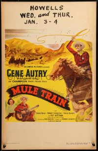 6g0528 MULE TRAIN WC 1950 cowboy Gene Autry's great song-hit adventure with Champion, ultra rare!
