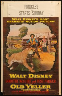 6g0539 OLD YELLER WC 1957 Dorothy McGuire, Fess Parker, art of Walt Disney's most classic canine!