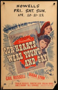 6g0542 OUR HEARTS WERE YOUNG & GAY WC 1944 Gail Russell & Diana Lynn coming out of the source novel!