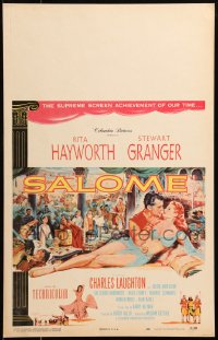 6g0563 SALOME WC 1953 art of sexy reclining Rita Hayworth romanced by Stewart Granger!
