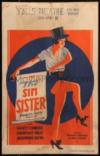 6g0572 SIN SISTER WC 1929 full-length art of sexy dancing Nancy Carroll in top hat, ultra rare!