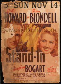 6g0583 STAND-IN WC 1937 art of Leslie Howard & Joan Blondell, but no Humphrey Bogart, ultra rare!
