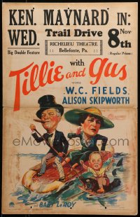 6g0609 TILLIE & GUS WC 1933 art of W.C. Fields & Alison Skipworth on raft + Baby LeRoy on fish!