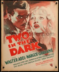 6g0619 TWO IN THE DARK WC 1935 great art of amnesiac Walter Abel & Margot Grahame, ultra rare!