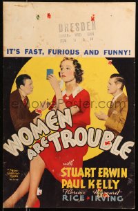 6g0638 WOMEN ARE TROUBLE WC 1936 Stu Erwin, Paul Kelly, Florence Rice, fast, furious & funny, rare!