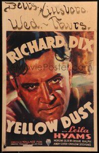 6g0639 YELLOW DUST WC 1936 incredible super close up art of tough guy Richard Dix, rare!