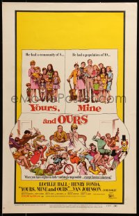 6g0643 YOURS, MINE & OURS WC 1968 art of Henry Fonda, Lucy Ball & their 18 kids by Frank Frazetta!