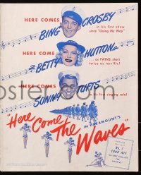 6g0205 HERE COME THE WAVES pressbook 1944 Navy sailor Bing Crosby, Betty Hutton & Sonny Tufts!