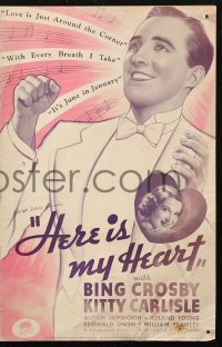 6g0206 HERE IS MY HEART pressbook 1934 Bing Crosby, Kitty Carlisle, Love is Just Around the Corner!