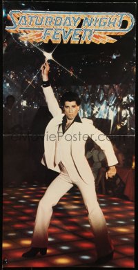 6g0148 SATURDAY NIGHT FEVER promo brochure 1977 disco dancer John Travolta, unfolds to 12x24 poster!