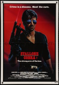 6h0264 COBRA Aust 1sh 1986 crime is a disease and Sylvester Stallone is the cure, John Alvin art!