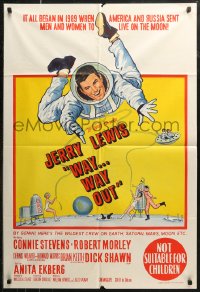 6h0307 WAY WAY OUT Aust 1sh 1966 art of astronaut Jerry Lewis sent to live on the moon in 1989!