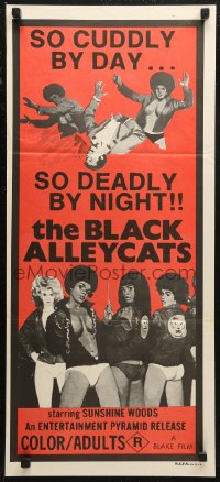 6h0337 BLACK ALLEYCATS Aust daybill 1973 so cuddly by day... so deadly by night!