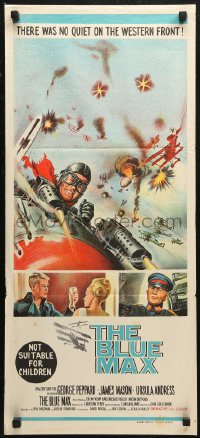 6h0339 BLUE MAX Aust daybill 1966 different art of WWI fighter pilot George Peppard in airplane!