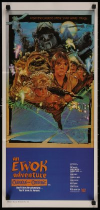 6h0348 CARAVAN OF COURAGE Aust daybill 1984 An Ewok Adventure, Star Wars, art by Drew Struzan!
