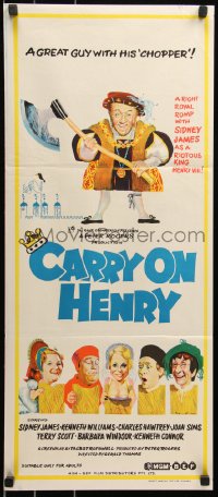 6h0351 CARRY ON HENRY VIII Aust daybill 1972 Sidney James, Gerald Thomas historic English comedy