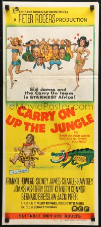 6h0353 CARRY ON UP THE JUNGLE Aust daybill 1970 Frankie Howerd & sexy babes in Africa, wacky art!