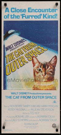 6h0356 CAT FROM OUTER SPACE Aust daybill 1978 Walt Disney sci-fi, wacky art of alien feline & cast!