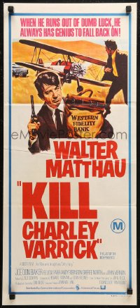 6h0357 CHARLEY VARRICK Aust daybill 1973 Walter Matthau in Don Siegel crime classic!