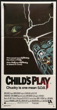6h0359 CHILD'S PLAY Aust daybill 1988 Chucky gives Freddy nightmares, he is one mean S.O.B.!