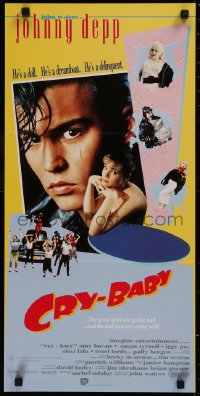6h0365 CRY-BABY Aust daybill 1990 directed by John Waters, Johnny Depp is a doll, Amy Locane