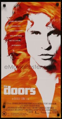 6h0378 DOORS Aust daybill 1991 cool image of Val Kilmer as Jim Morrison, directed by Oliver Stone!