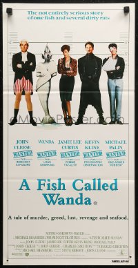 6h0394 FISH CALLED WANDA Aust daybill 1988 John Cleese, Curtis, Kline & Palin in police line up!