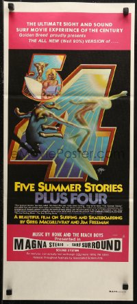 6h0395 FIVE SUMMER STORIES PLUS FOUR Aust daybill 1976 really cool surfing artwork by Rick Griffin!