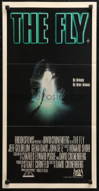 6h0397 FLY Aust daybill 1987 David Cronenberg, Jeff Goldblum, sci-fi art of telepod by Mahon!