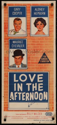 6h0448 LOVE IN THE AFTERNOON Aust daybill 1957 Gary Cooper, Audrey Hepburn, Maurice Chevalier!
