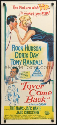 6h0449 LOVER COME BACK Aust daybill 1961 Rock Hudson, Doris Day, Tony Randall, Edie Adams, Kack Kruschen!