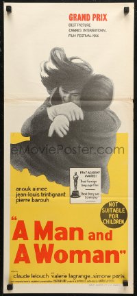 6h0452 MAN & A WOMAN Aust daybill 1968 Claude Lelouch's Un homme et une femme, Anouk Aimee!