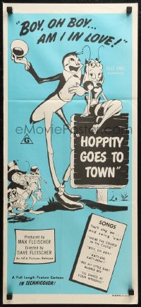 6h0463 MR. BUG GOES TO TOWN Aust daybill R1970s Dave Fleischer cartoon, art of Hoppity in love!