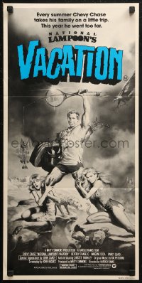 6h0468 NATIONAL LAMPOON'S VACATION Aust daybill 1983 art of Chevy Chase, Brinkley & D'Angelo by Vallejo!