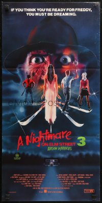 6h0474 NIGHTMARE ON ELM STREET 3 Aust daybill 1987 horror art of Freddy Krueger by Matthew Peak!
