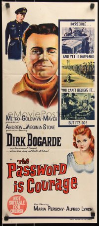 6h0483 PASSWORD IS COURAGE Aust daybill 1963 Dirk Bogarde in an English version of The Great Escape!