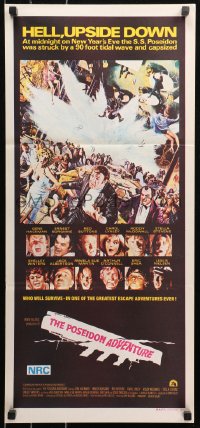 6h0485 POSEIDON ADVENTURE Aust daybill 1973 Gene Hackman & Stella Stevens escaping by Mort Kunstler!