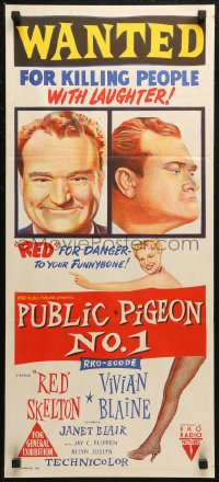 6h0491 PUBLIC PIGEON NO 1 Aust daybill 1956 great art of Red Skelton & sexy Vivian Blaine!