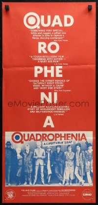 6h0492 QUADROPHENIA Aust daybill 1980 great image of The Who & Sting, English rock & roll!
