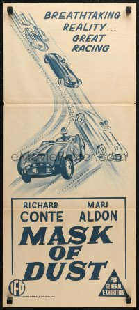 6h0494 RACE FOR LIFE Aust daybill 1954 cool car racing artwork, breathtaking reality!