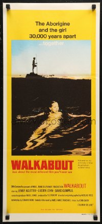 6h0543 WALKABOUT Aust daybill 1971 naked swimming Jenny Agutter, Nicolas Roeg Australian classic!