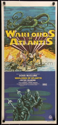6h0544 WARLORDS OF ATLANTIS Aust daybill 1978 really cool different fantasy artwork with monsters!