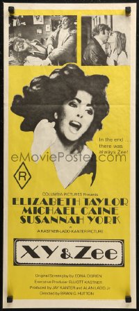 6h0553 X Y & ZEE Aust daybill 1971 close-up of Elizabeth Taylor, Michael Caine, Susannah York!