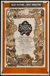 6h0633 BARRY LYNDON 1sh 1975 Stanley Kubrick, Ryan O'Neal, great colorful art of cast by Gehm!