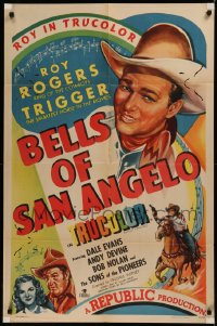 6h0647 BELLS OF SAN ANGELO 1sh 1947 Roy Rogers & Dale Evans in Texas fighting baddies!