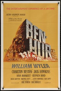 6h0649 BEN-HUR 1sh 1960 Charlton Heston, William Wyler classic epic, cool chariot & title art!
